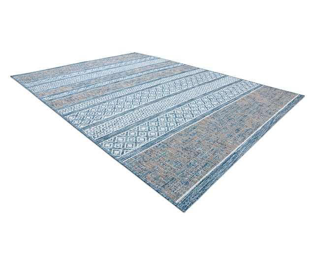 Fonott sizal szőnyeg LOFT 21118 boho elefántcsont/ezüst/kék 160x230 cm