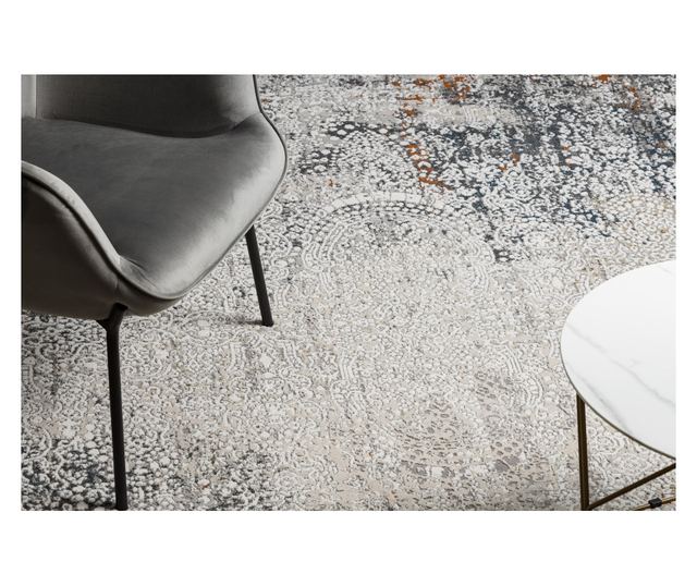 Covor TULS structural, franjuri 51327 Vintage, ornament fildeş / cremă 120x170 cm