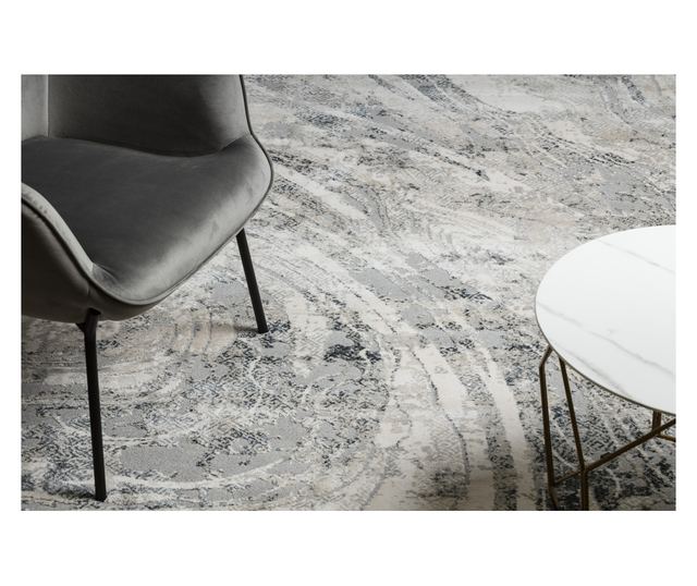 Covor TULS structural, franjuri 51328 Vintage, abstracțiune fildeş / gri 120x170 cm