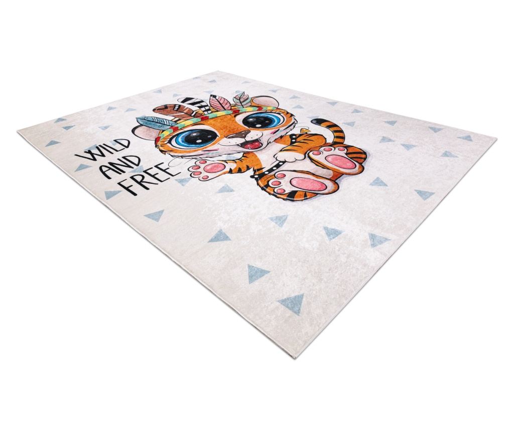 BAMBINO 1960 pralna preproga Tiger, Indijanec za otroke protizdrsna - bela 80x150 cm - 3