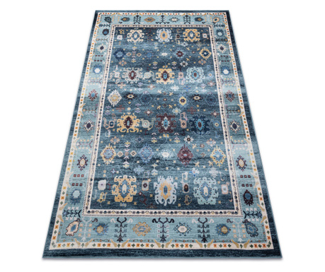 ANTIKA tepih 51 tek, moderni aztečki, perivo - siva / plava 160x220 cm