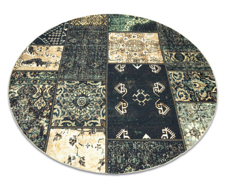 ANTIKA ancient olive tepih krug, moderni patchwork, grčki perivi - zelena krug 200 cm