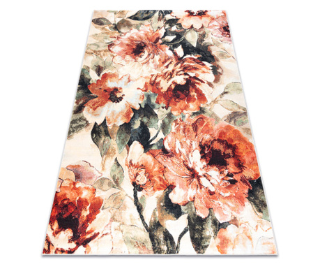 ANTIKA 24 tek tepih, moderni lišće, cvijeće perivi - terakota 160x220 cm