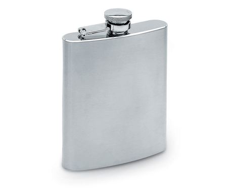 Джобна бутилка за алкохол Slimmy, 12X9X2см, 175мл, Сребрист