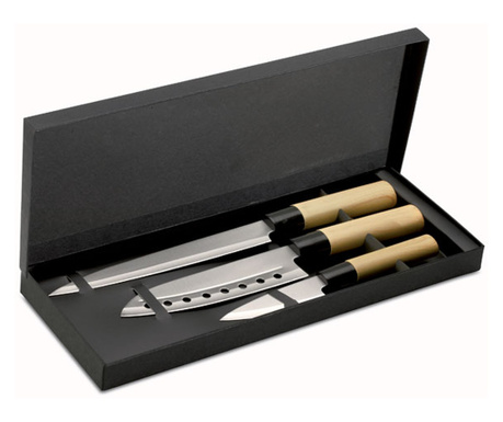 Комплект ножове Taki, 3броя, Японски стил, В подаръчна кутия