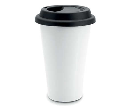 Керамична чаша за път Paddington, за топли напитки, силиконов капак, Черен
