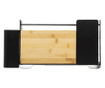 Organizator de bucatarie multifunctional Doryn din bambus si metal, negru, 44 x 14 x 22 cm