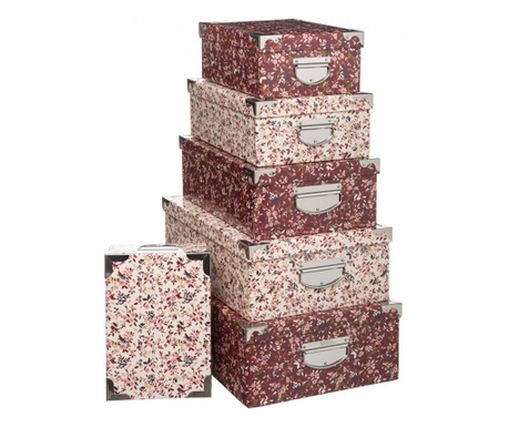 Set 6 cutii depozitare Fleur Rose, carton, 48x33.5x16 cm