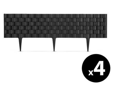 Комплект от 4 пластмасови градински декоративни огради Mercaton®, 60 x 22 x 0,7 cm, черни