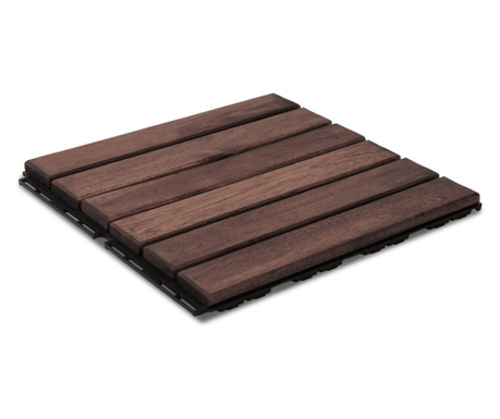 Дървена подова настилка - 6 ламели - 30 x 30 cm - тъмнокафява - 6 бр./опаковка