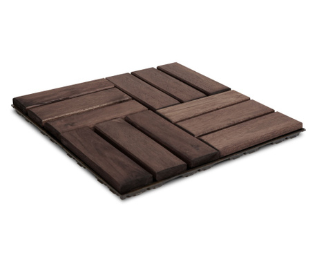 Дървена подова настилка - 12 ламели - 30 x 30 cm - тъмнокафява - 6 бр./опаковка
