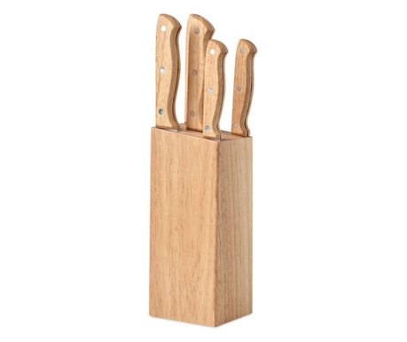 Дървен комплект ножове Gourmet, с 5 ножа