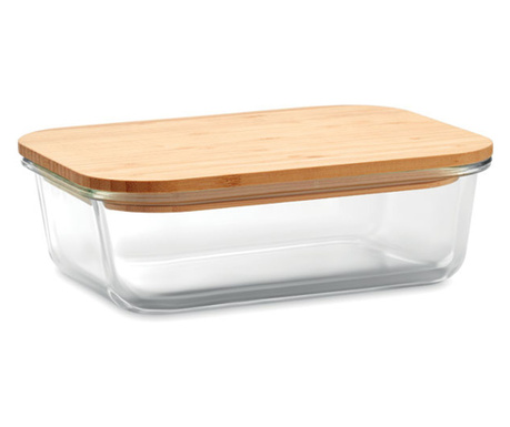Стъклена кутия за храна Tundra, с бамбуков капак, 900мл.