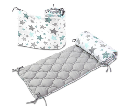 Set 2 aparatori matlasate patut 140x70 cm Kidizi All Mint Stars Deluxe, inaltime 35 cm