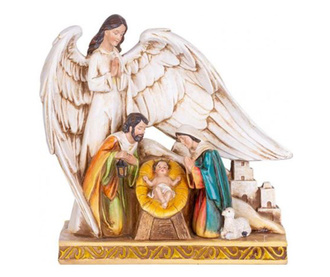 Karácsonyi dekoráció, polirezin, Jézus születése, angyal, 21,5 cm, Magic Home