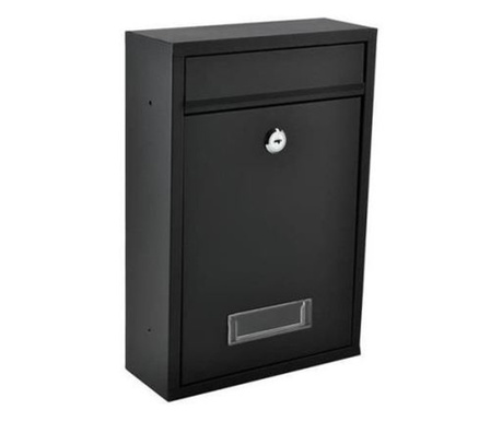 Пощенска кутия, поцинкована стомана, черна, 21.7x8.5x32 см, Малатек
