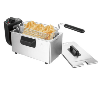 Friteuza Techwood TFR-530, 3 litri, 2000W, Termostat, Inox