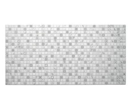 Декоративен панел, PVC, мотив мозайка, нюанси на сиво и бяло, 96x48.5см