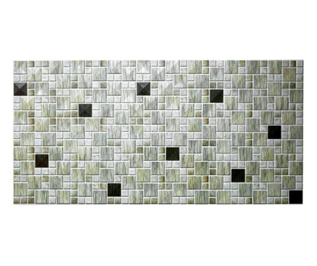 Dekoratív panel, PVC, mozaik mintás, csíkos, szürke árnyalatok, 96x48,5 cm