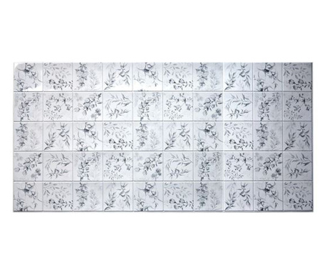 Dekoratív panel, PVC, mezei virágmintás, szürke, 96x48,5 cm