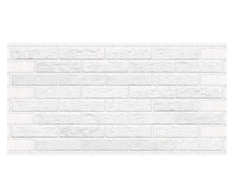 Декоративен панел, PVC, 3D тухлен модел, раирано бяло, 96x48.5см