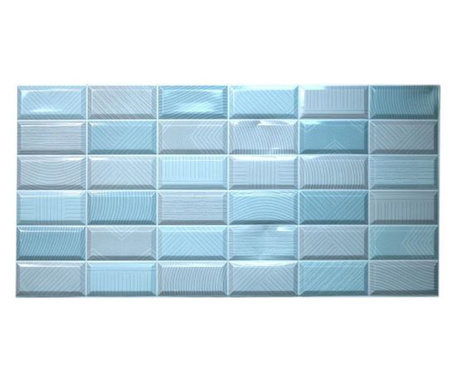 Dekoratív panel, PVC, 3D tégla modell, kék, 96x48,5 cm