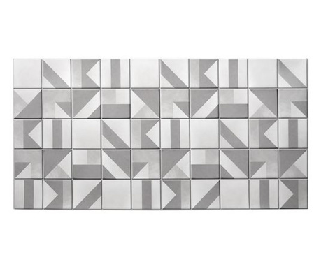 Декоративен панел, PVC, мраморен мотив, геометричен, бяло и сиво, 96x48,5 см