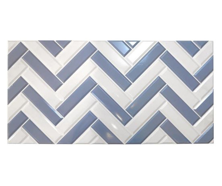 Декоративен панел, PVC, 3D зиг-заг, бяло-син, 96x48.5см
