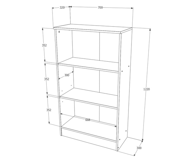 Biblioteca haaus Flint, 2 Usi, Alba, 70 x 32 x 122 cm