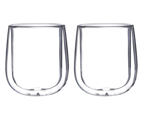 Комплект 2 чаши Arlen, двойни стени, боросиликатно стъкло, 250 мл, 9х9,5 см