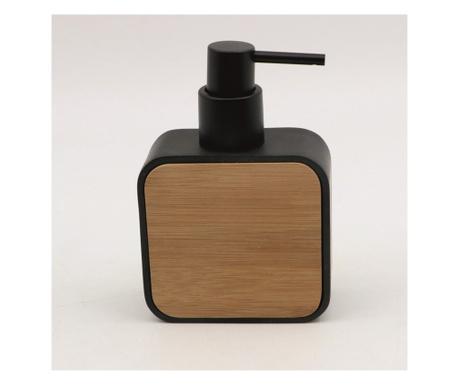 Дозатор за течен сапун Inter Ceramic Нинел ICCA 72563, Черен и дървесен цвят, Полирезин, Стоящ, За баня