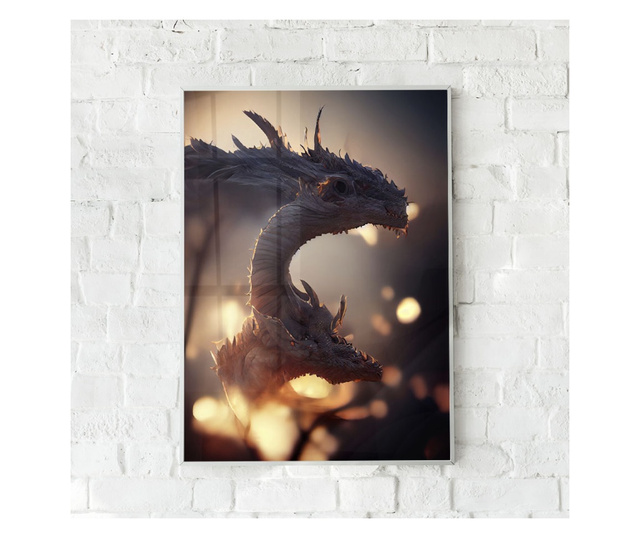 Plakat w ramce, Abstract Dragons, 80x60 cm, biała ramka