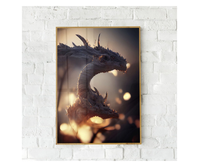 Plakat w ramce, Abstract Dragons, 80x60 cm, złota rama