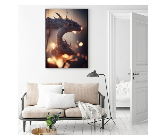 Plakat w ramce, Abstract Dragons, 80x60 cm, czarna ramka
