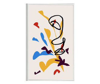 Plakat w ramce, Abstract Face Drawing in Line, 21 x 30 cm, biała ramka