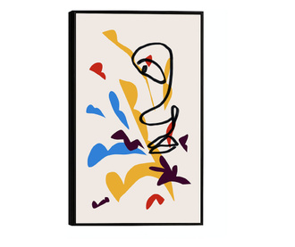 Uokvireni Plakati, Abstract Face Drawing in Line, 21 x 30 cm, Crni okvir