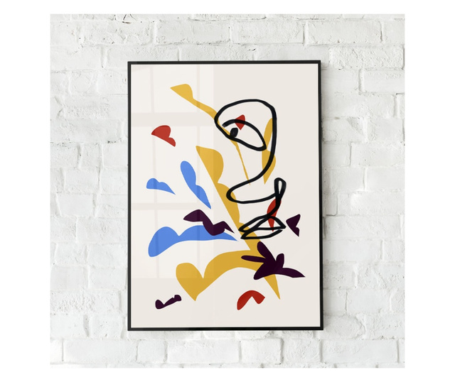 Plakat w ramce, Abstract Face Drawing in Line, 80x60 cm, czarna ramka