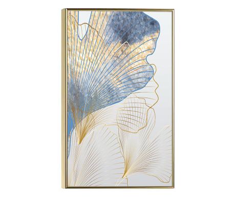 Tablou Poster Înrămat, Abstract Flower Art, 80x60 cm, Ramă Aurie