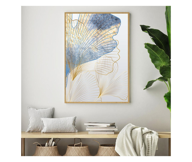 Plakat w ramce, Abstract Flower Art, 50x 70 cm, złota rama