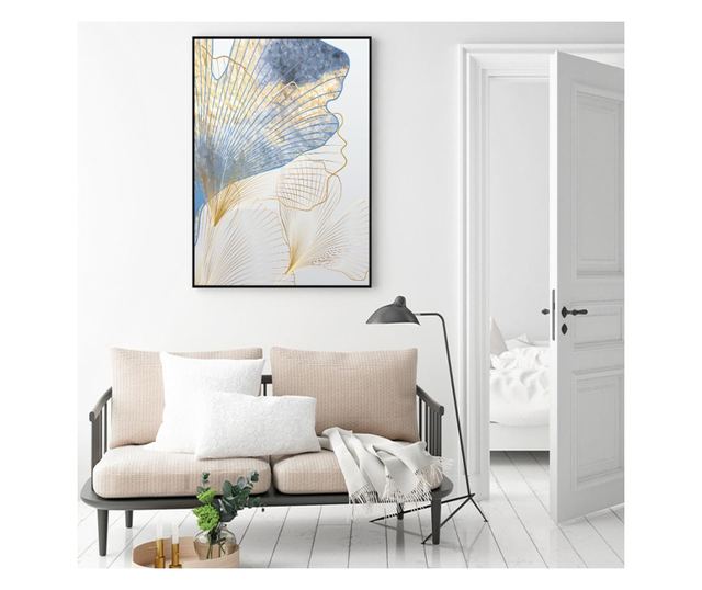 Tablou Poster Inramat, Abstract Flower Art, 60x40 cm, Rama Neagra