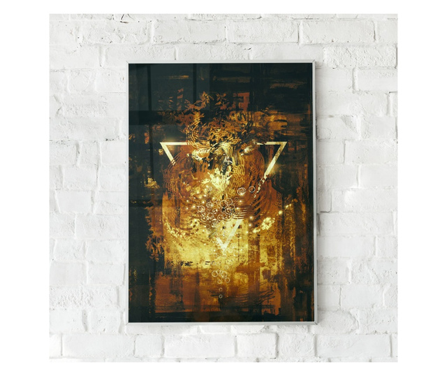 Plakat w ramce, Abstract Golden Elements, 80x60 cm, biała ramka