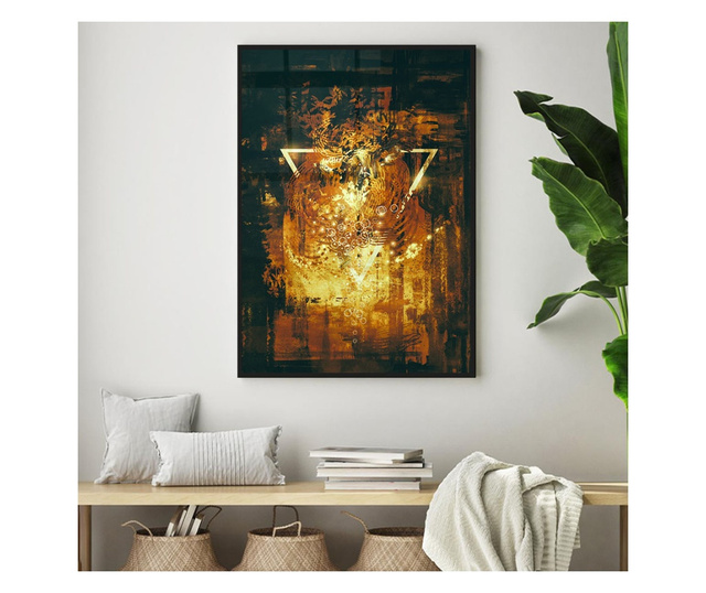 Uokvireni Plakati, Abstract Golden Elements, 80x60 cm, Crni okvir