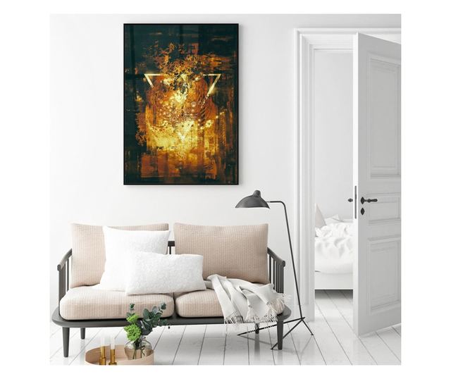 Uokvireni Plakati, Abstract Golden Elements, 80x60 cm, Crni okvir