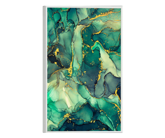 Uokvireni Plakati, Abstract Green Marble, 80x60 cm, Bijeli okvir