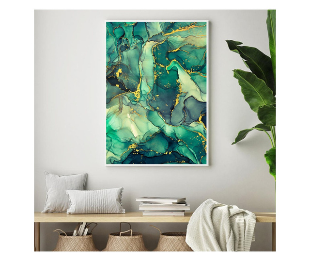 Uokvireni Plakati, Abstract Green Marble, 21 x 30 cm, Bijeli okvir