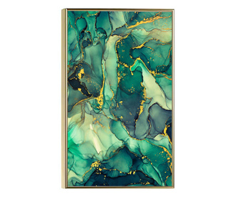 Plakat w ramce, Abstract Green Marble, 60x40 cm, złota rama