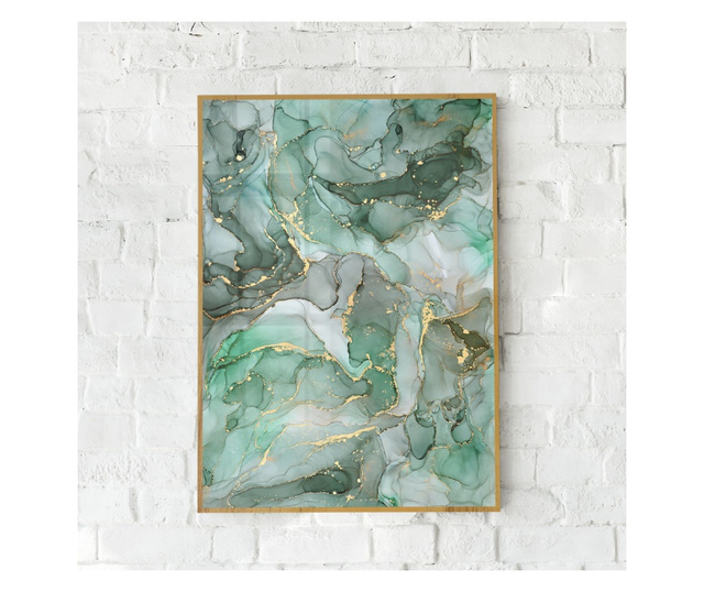 Plakat w ramce, Abstract Green, 60x40 cm, złota rama
