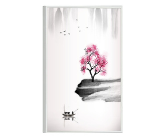 Plakat w ramce, Abstract Lake, 80x60 cm, biała ramka