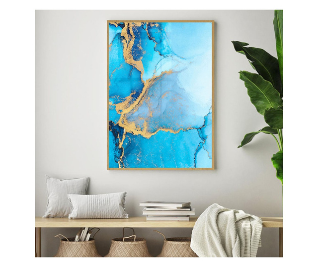 Uokvireni Plakati, Abstract Light Blue, 80x60 cm, Zlatni okvir