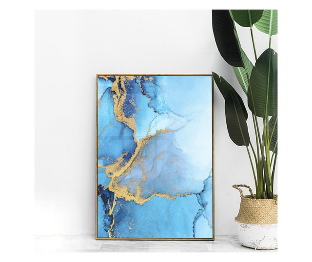 Uokvireni Plakati, Abstract Light Blue, 80x60 cm, Zlatni okvir